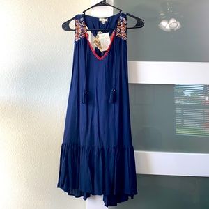 Navy and crochet detail racer back dress!